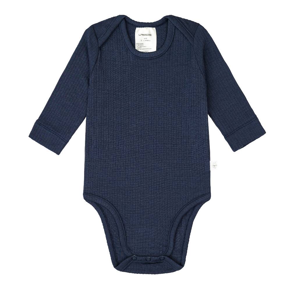 Lässig Baby Body Langarm - gerippt, Blau Zeitlich begrenztes Angebot