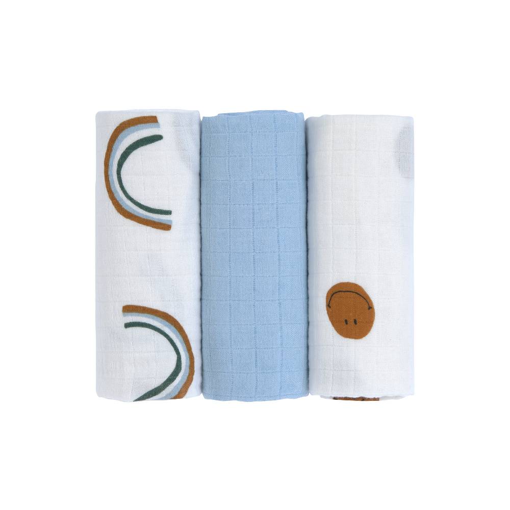 Lässig Mulltücher 3er Set (60 x 60 cm) - Bio Baumwolle, Happy Rascals, Smile Wochenangebot
