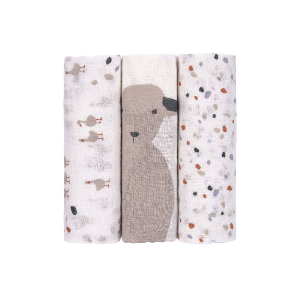 Lässig Mulltücher (3 Stk) - Heavenly Soft Swaddle L, Tiny Farmer Speckles Begrenzte Freigabe