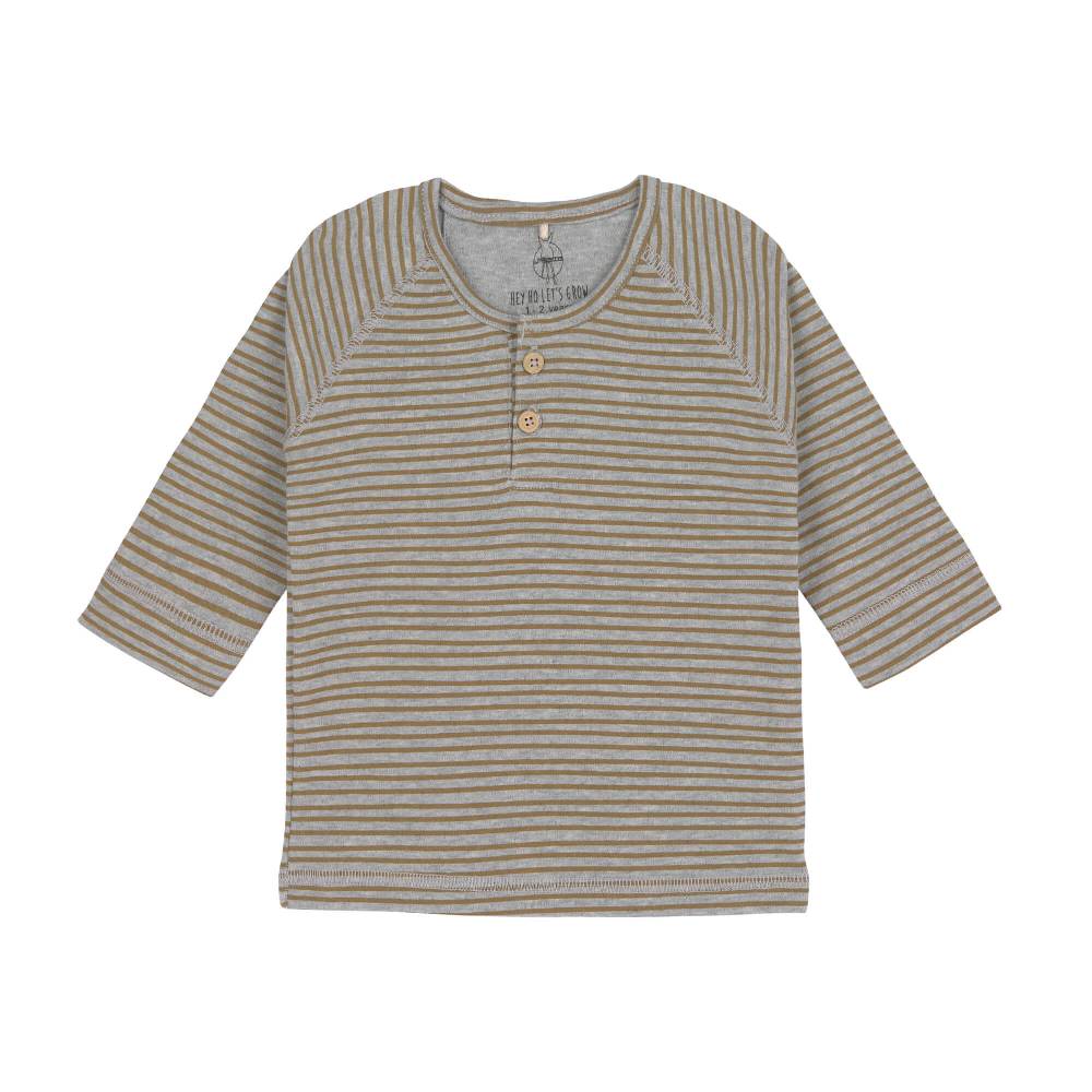 Lässig Baby Langarmshirt - Bio Baumwolle, Striped, Grau Mélange Sonderangebot der Fabrik