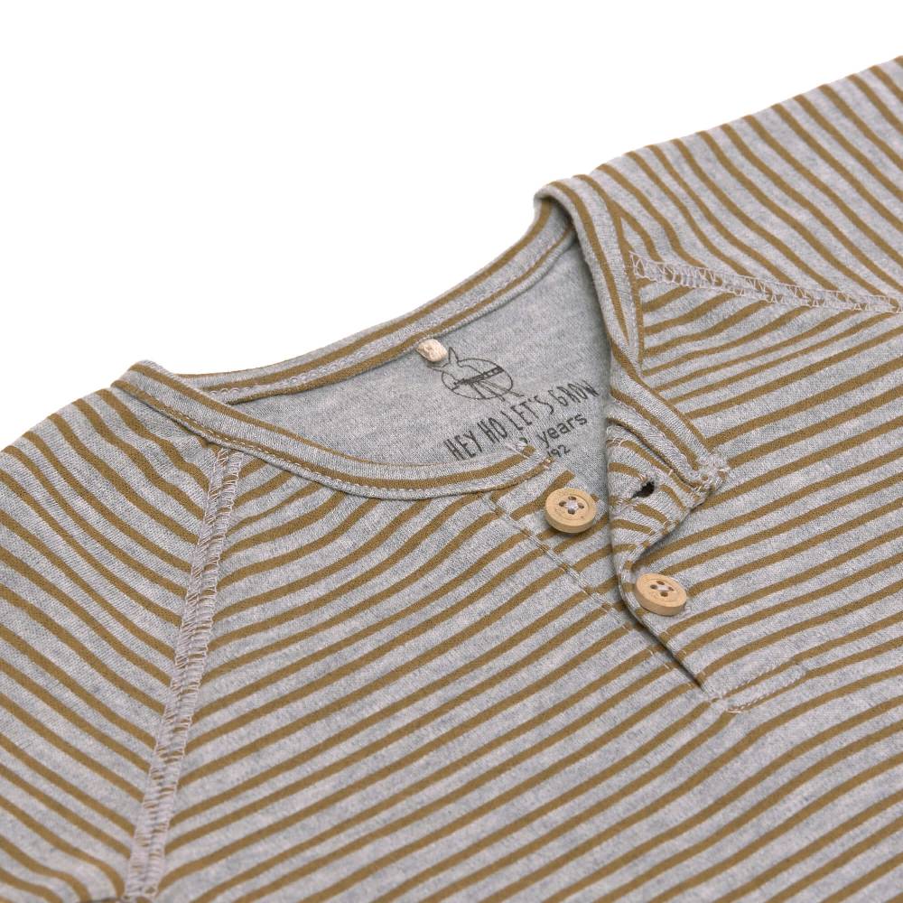Lässig Baby Langarmshirt - Bio Baumwolle, Striped, Grau Mélange Sonderangebot der Fabrik