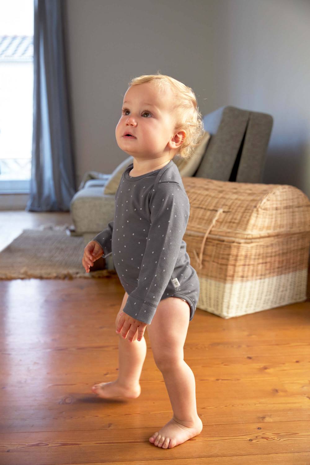 Lässig Baby Body langarm - Bio Baumwolle, Punkte, Anthrazit Online