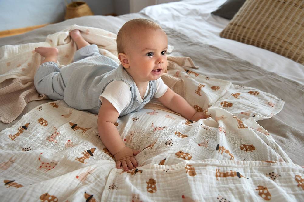 Lässig Musselin Jumpsuit - Bio Baumwolle, Blau Fabrikverkauf