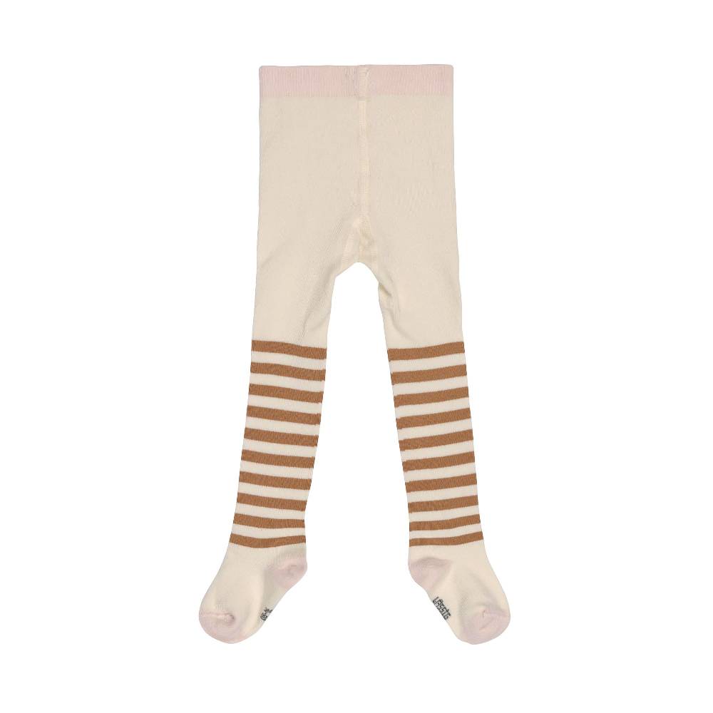 Lässig Strumpfhose GOTS - Tights, Halb Gestreift Weiß Karamell Sonderangebot