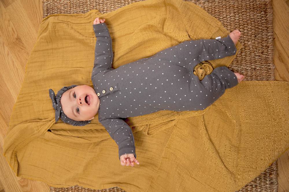 Lässig Baby Wickelshirt - Bio Baumwolle, Spots, Anthrazit Cyber Monday
