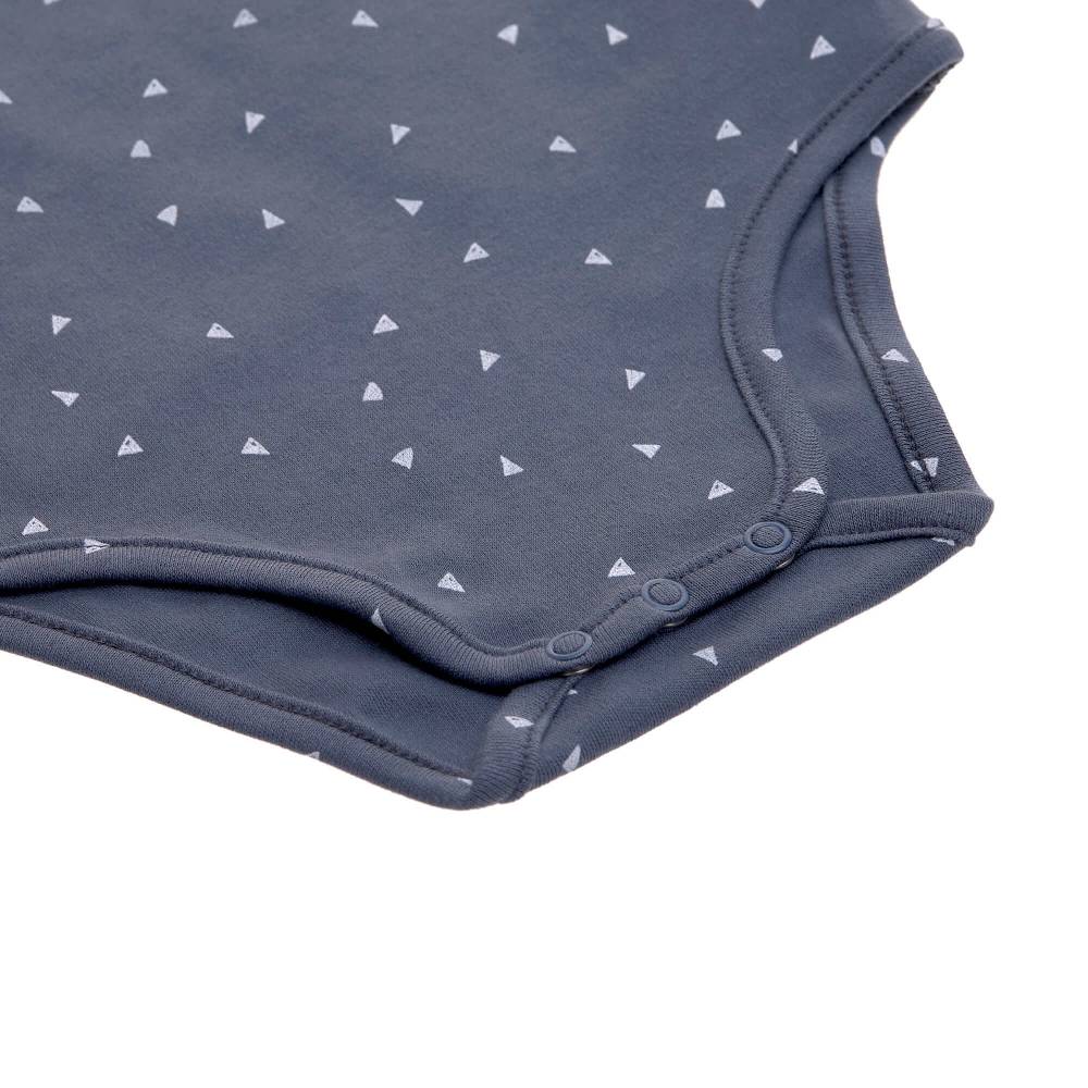 Lässig Baby Wickelbody langarm - Bio Baumwolle, Dreiecke, Blau Valentinstagsangebot