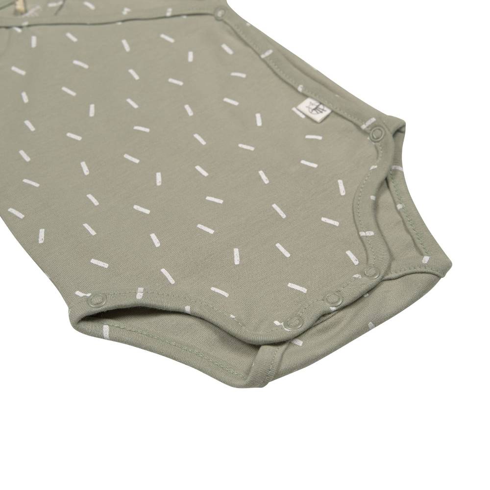 Lässig Baby Wickelbody kurzarm - Bio Baumwolle, Striche, Oliv Neueste Mode