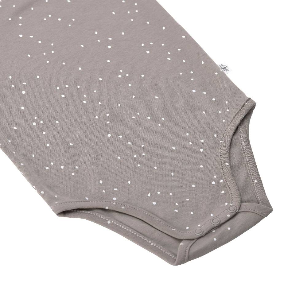 Lässig Baby Body kurzarm - Bio Baumwolle, Punkte, Taupe Tiefpreis