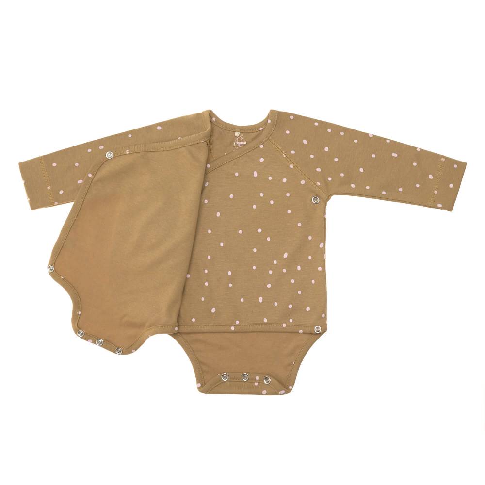 Lässig Baby Wickelbody langarm - Bio Baumwolle, Punkte, Gelb Wochenangebot