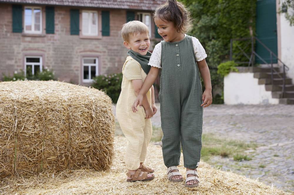 Lässig Musselin Jumpsuit - Bio Baumwolle, Petrolgrün Kostenlose Rückgabe