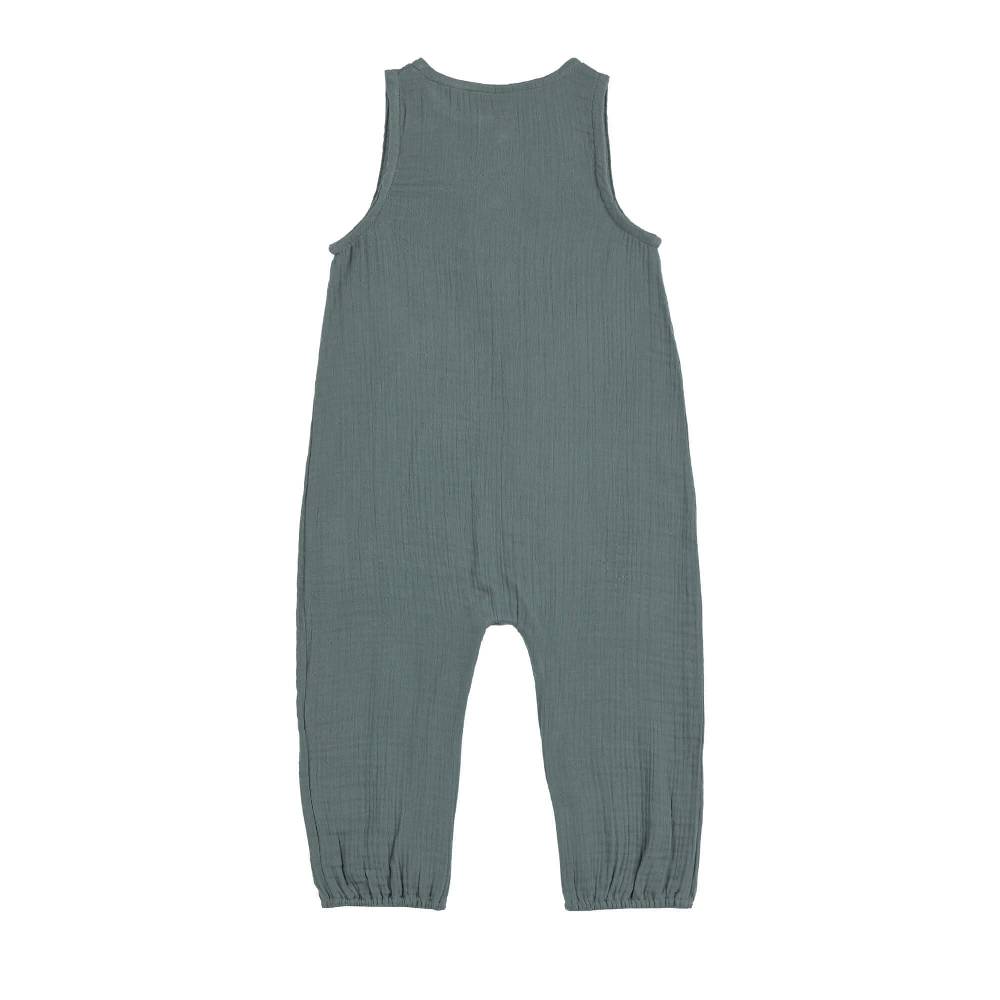 Lässig Musselin Jumpsuit - Bio Baumwolle, Petrolgrün Kostenlose Rückgabe