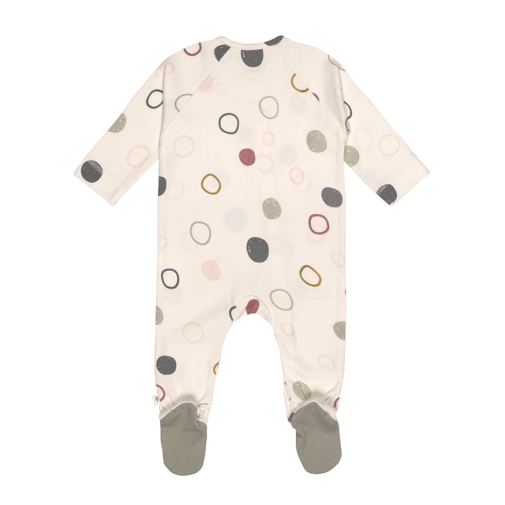 Lässig Baby Schlafanzug mit Füßen - Bio Baumwolle, Circles, Weiß Letzte 2 Tage