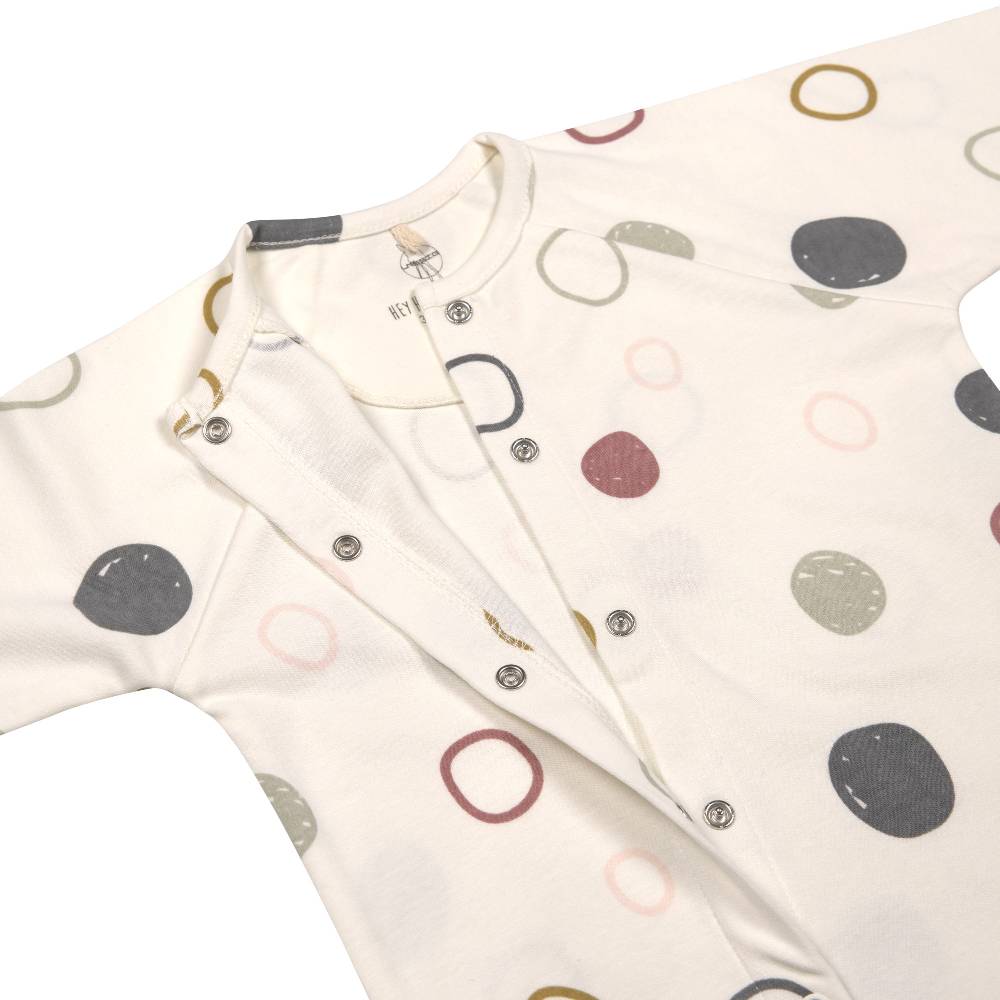 Lässig Baby Schlafanzug mit Füßen - Bio Baumwolle, Circles, Weiß Letzte 2 Tage