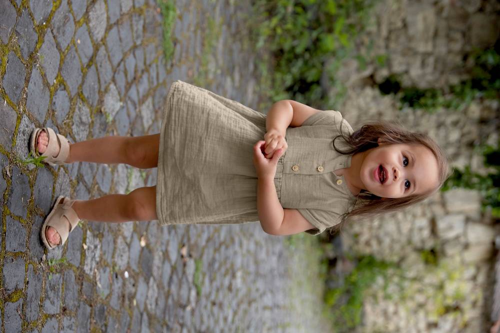 Lässig Kinderkleid - Bio Baumwolle, Taupe, Grau 50% Rabatt mit kostenlosem Versand