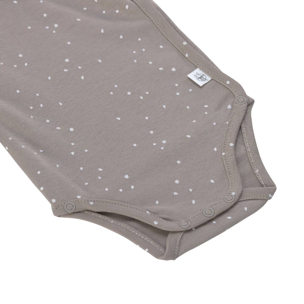 Lässig Baby Wickelbody langarm - Bio Baumwolle, Punkte, Taupe Kostenloser Versand international