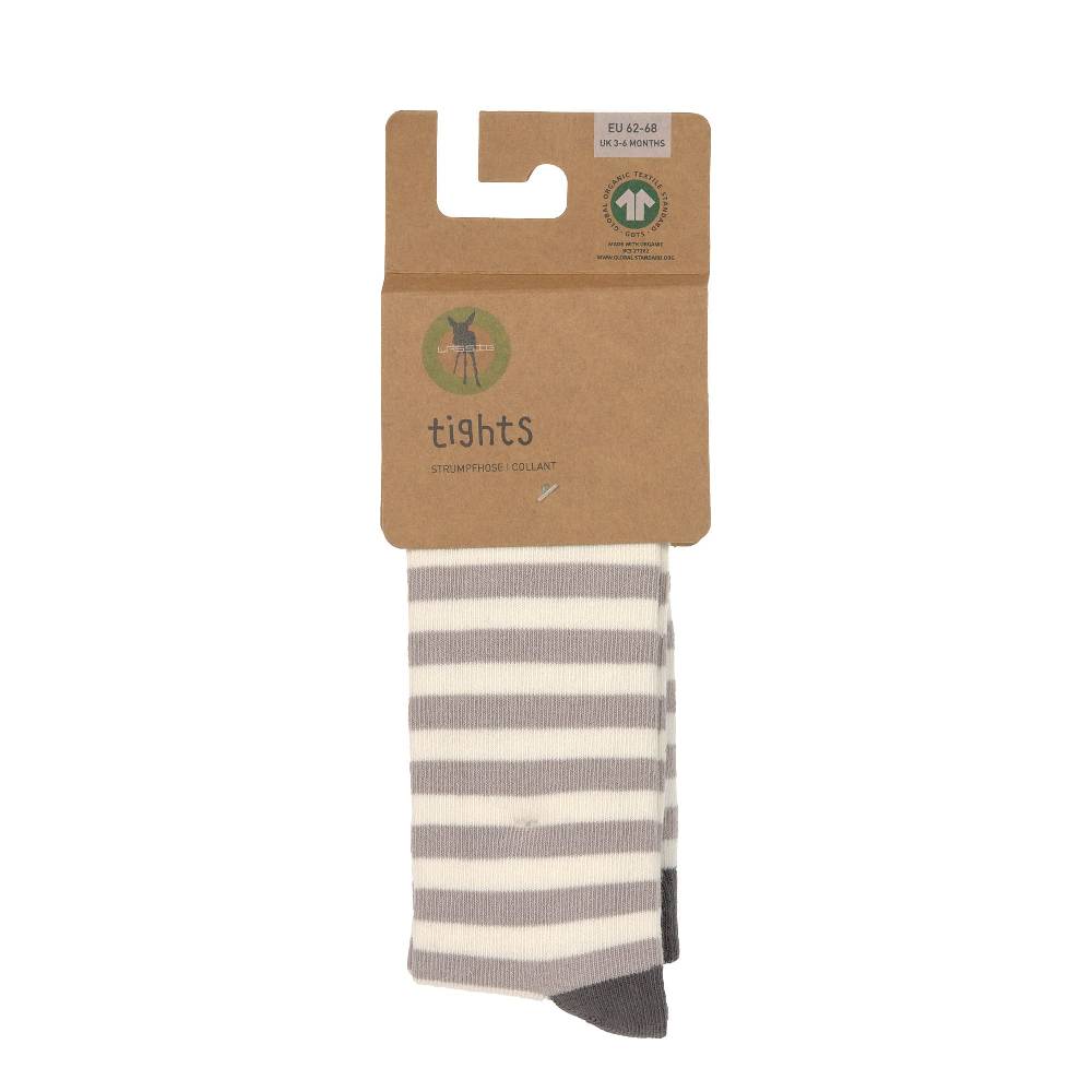 Lässig Strumpfhose GOTS - Tights, Streifen Taupe Weiß 50% Rabatt für begrenzte Zeit