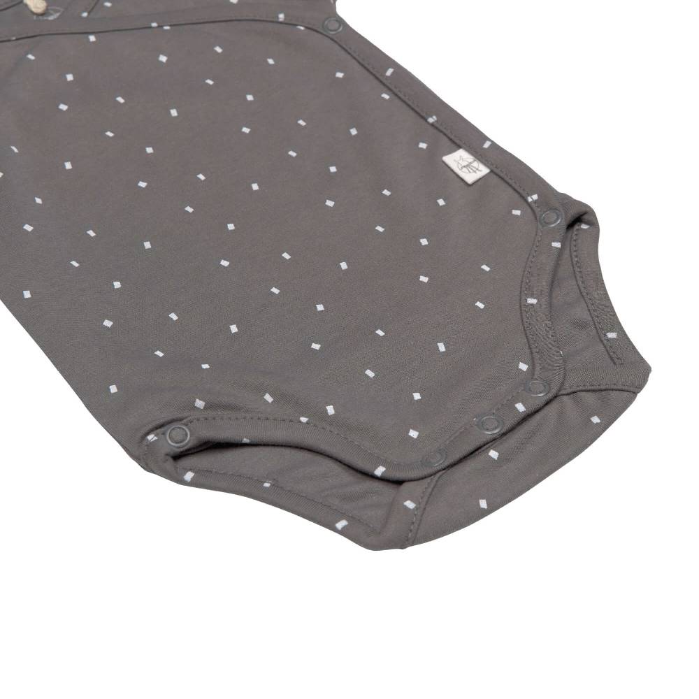 Lässig Baby Wickelbody kurzarm - Bio Baumwolle, Punkte, Anthrazit im Angebot