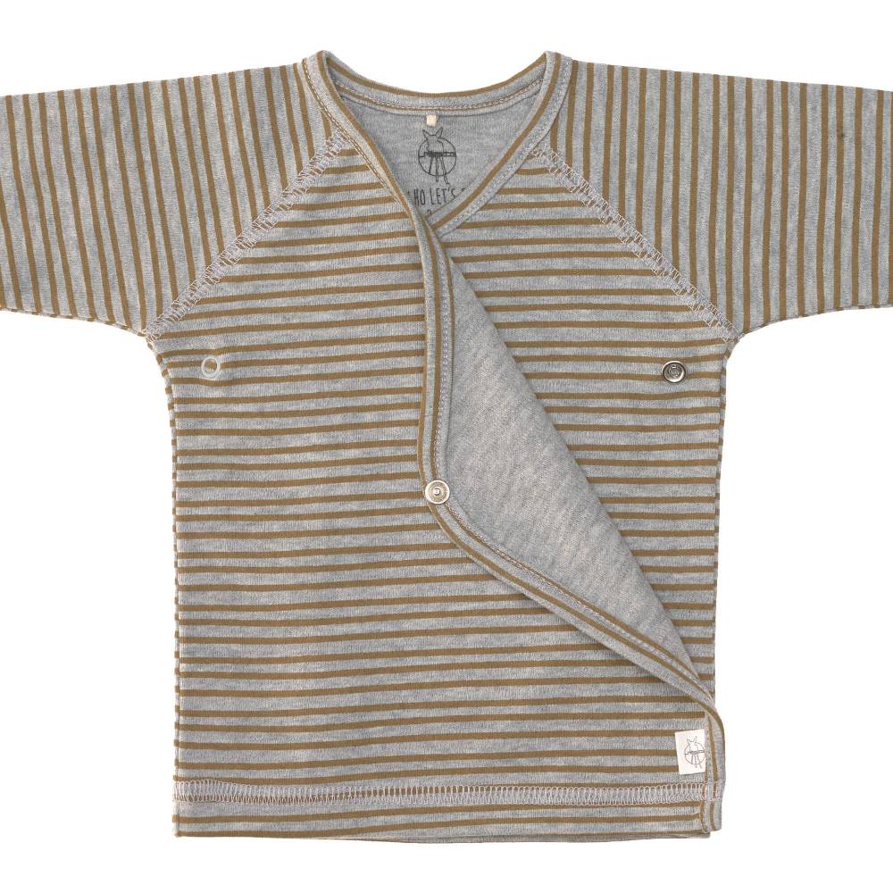 Lässig Baby Wickelshirt - Bio Baumwolle, Striped, Grau Mélange Sonderangebot