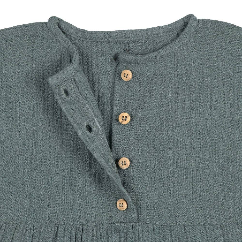 Lässig Musselin Kinderkleid - Bio Baumwolle, Petrolgrün Online Shopping