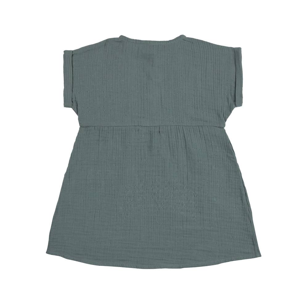 Lässig Musselin Kinderkleid - Bio Baumwolle, Petrolgrün Online Shopping