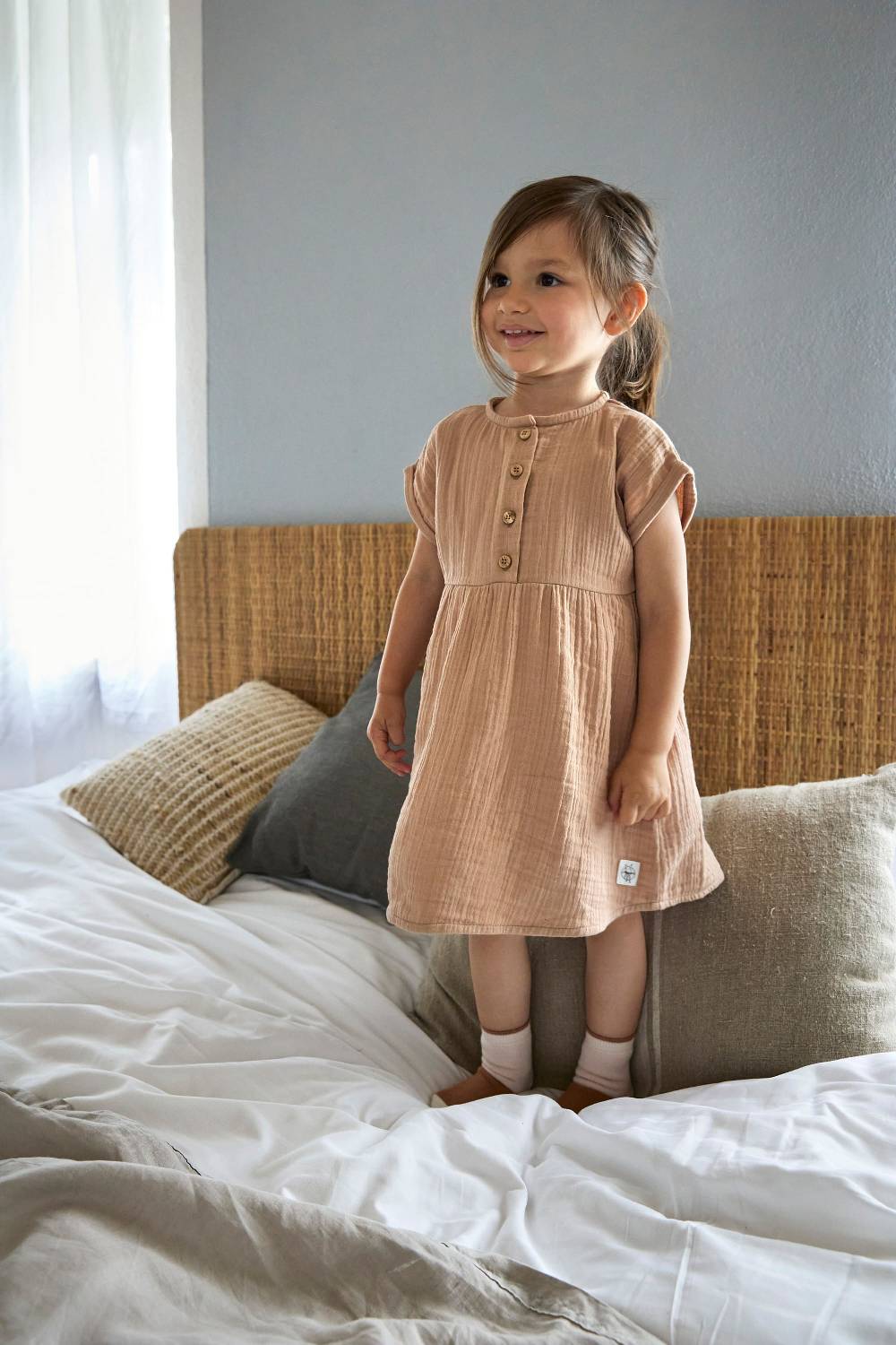 Lässig Musselin Kinderkleid - Bio Baumwolle, Orange Black Friday