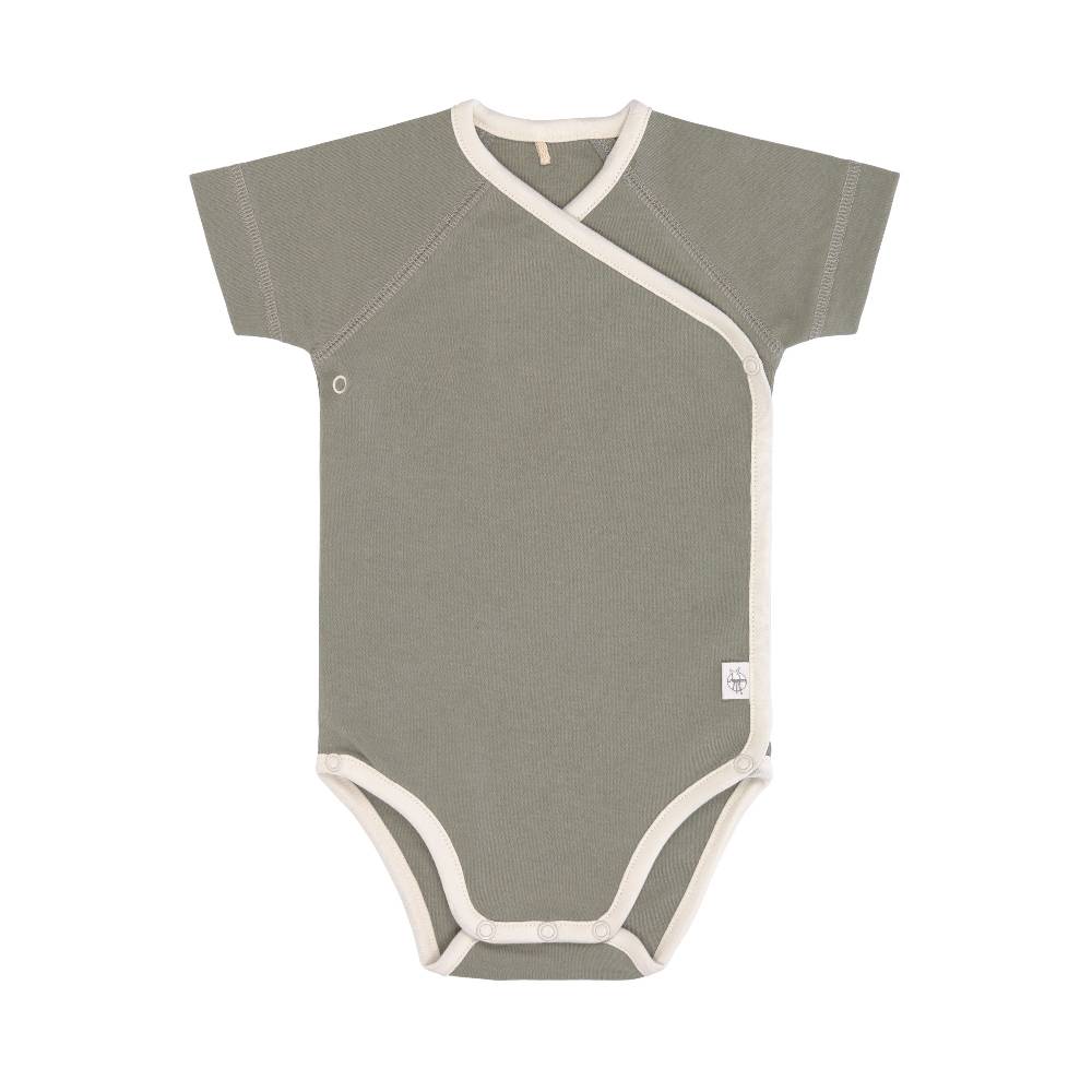 Lässig Baby Wickelbody (2er Set) kurzarm - Bio Baumwolle, Rosa Oliv Lagerräumung