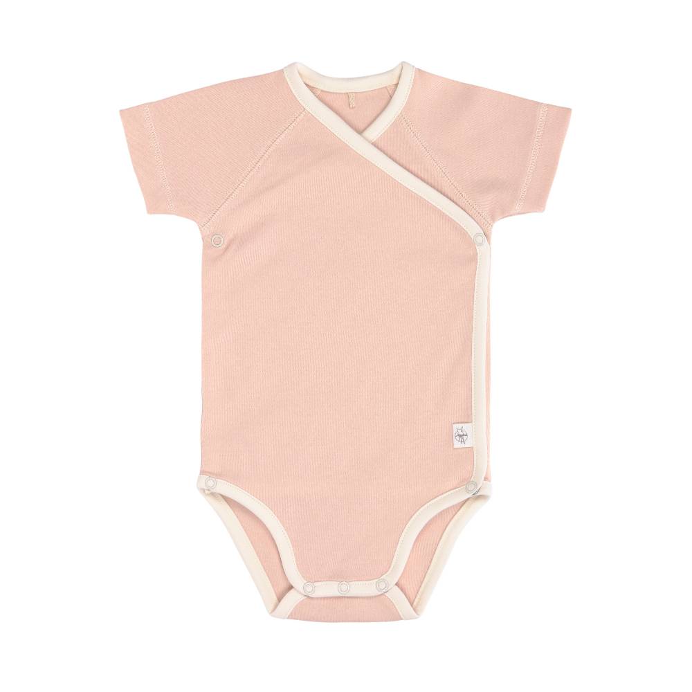 Lässig Baby Wickelbody (2er Set) kurzarm - Bio Baumwolle, Rosa Oliv Lagerräumung