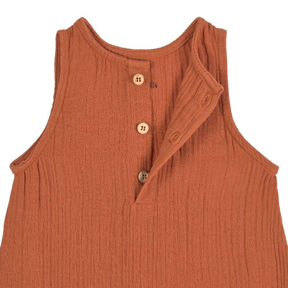 Lässig Baby Jumpsuit - Bio Baumwolle, Rostrot Räumungsverkauf