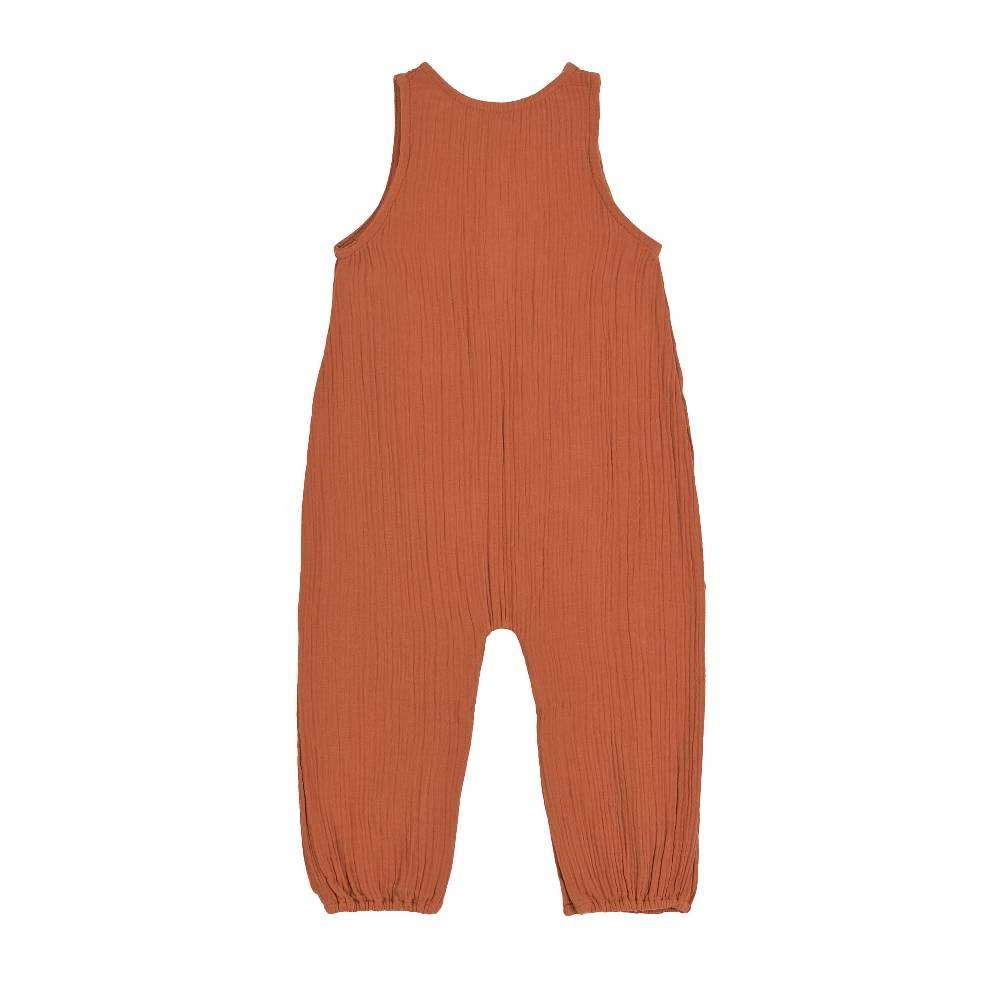 Lässig Baby Jumpsuit - Bio Baumwolle, Rostrot Räumungsverkauf