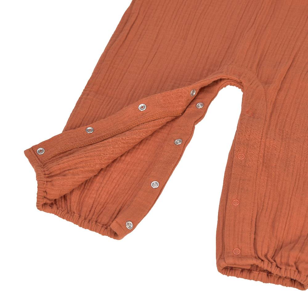 Lässig Baby Jumpsuit - Bio Baumwolle, Rostrot Räumungsverkauf