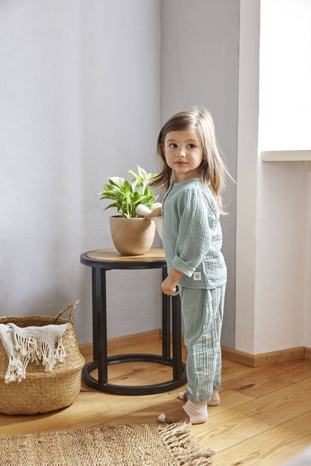 Lässig Musselin Langarmshirt - Bio Baumwolle, Silbergrau VIP-Rabatte
