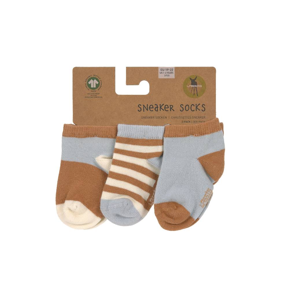Lässig Kinder Sneaker Socken (3er-Set), Hellblau Karamell Sonderangebot der Fabrik