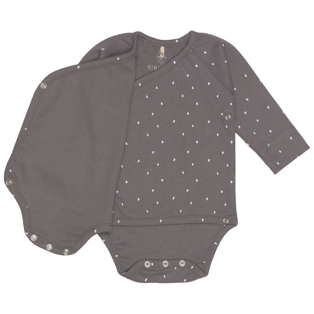 Lässig Baby Wickelbody langarm - Bio Baumwolle, Punkte, Anthrazit Discount Store für neue Produkte