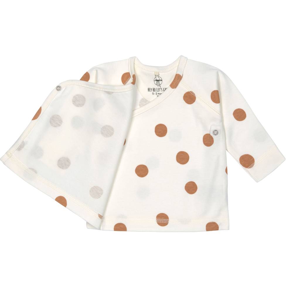 Lässig Baby Wickelshirt - Bio Baumwolle, Big Dots, Beige Im Verkauf