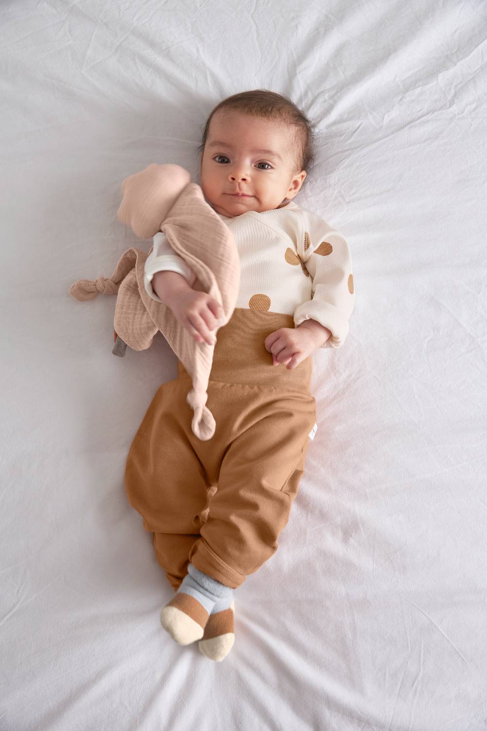 Lässig Baby Wickelshirt - Bio Baumwolle, Big Dots, Beige Im Verkauf