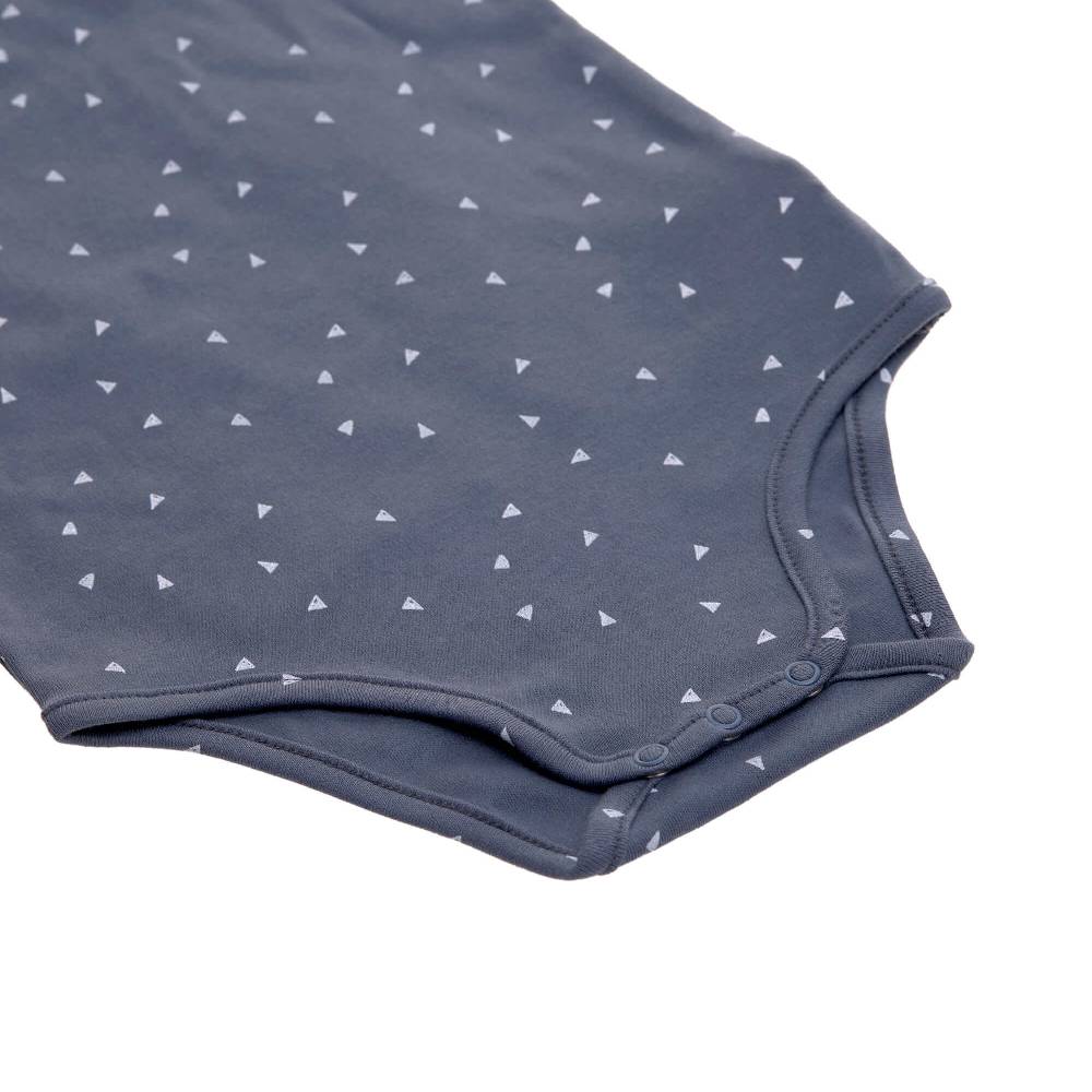 Lässig Baby Body kurzarm - Bio Baumwolle, Dreiecke, Blau Großer Ausverkauf