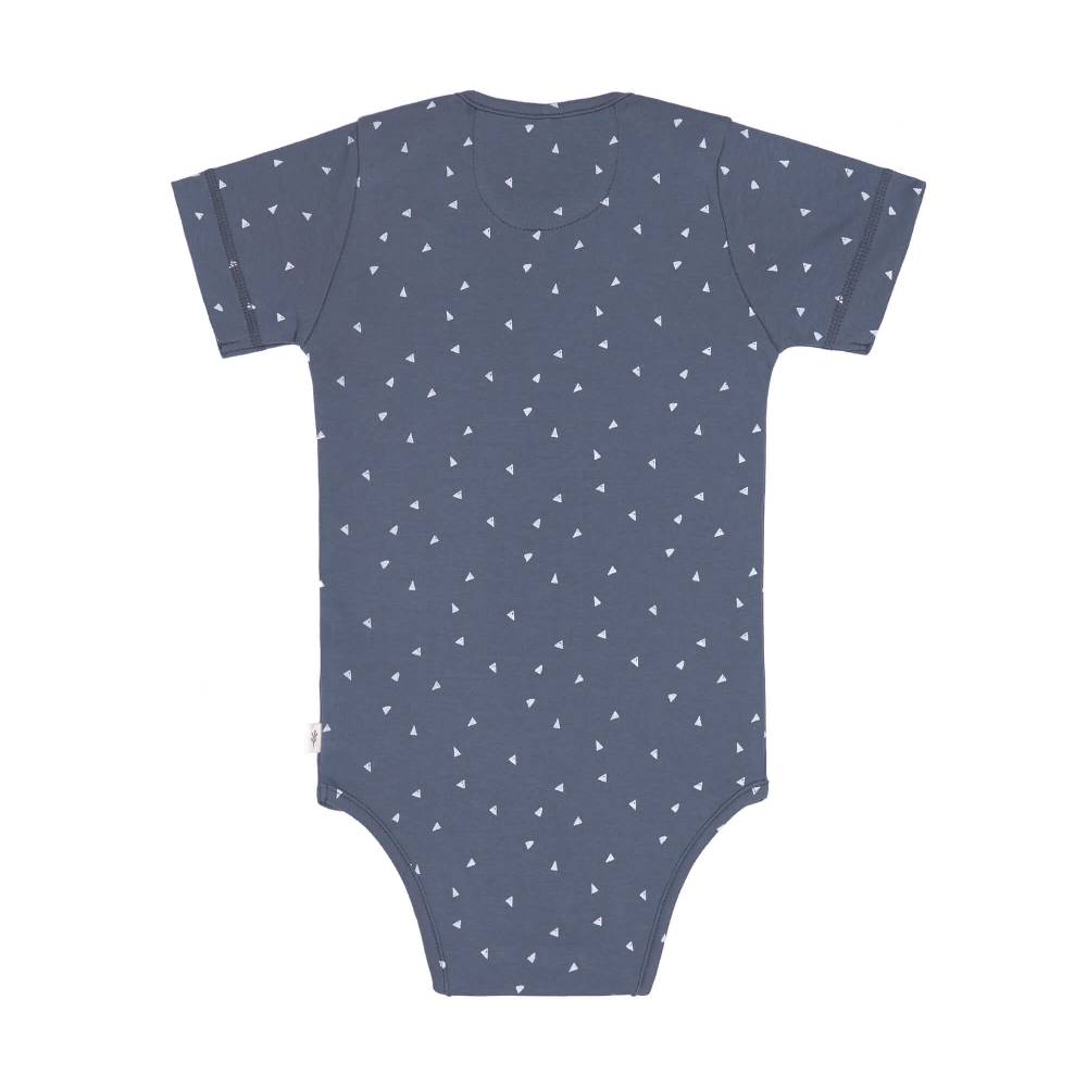 Lässig Baby Body kurzarm - Bio Baumwolle, Dreiecke, Blau Großer Ausverkauf