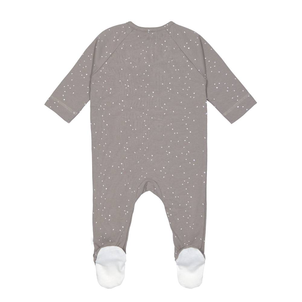 Lässig Baby Schlafanzug mit Füßen - Bio Baumwolle, Sprinkle, taupe Begrenztes Angebot