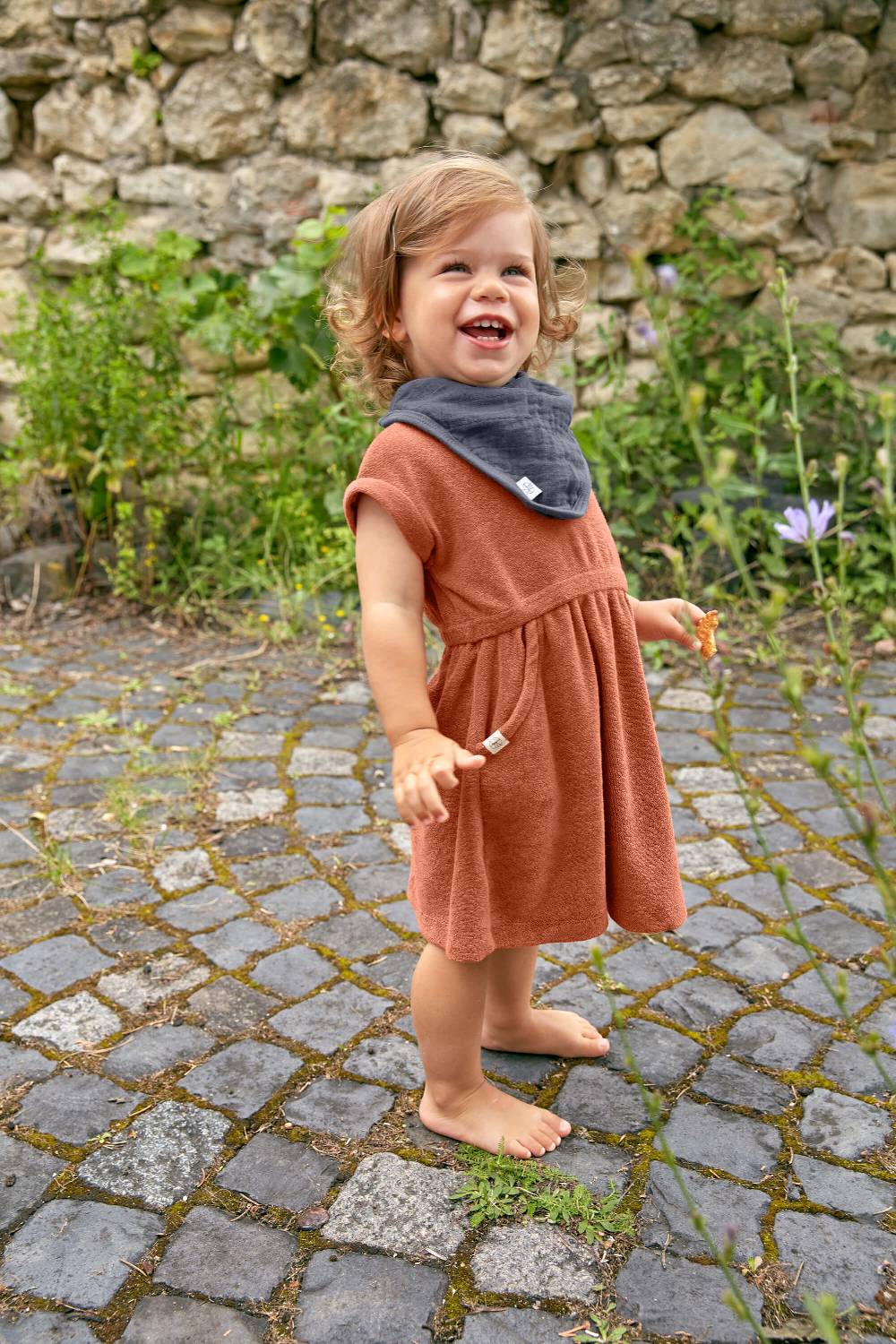 Lässig Frottee Kleid Kinder, Rostrot Online Shopping