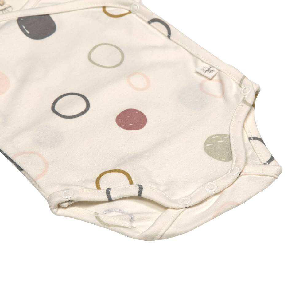 Lässig Baby Wickelbody kurzarm - Bio Baumwolle, Kreise, Beige Lagerräumung