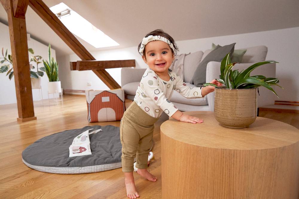 Lässig Baby Wickelbody kurzarm - Bio Baumwolle, Kreise, Beige Lagerräumung