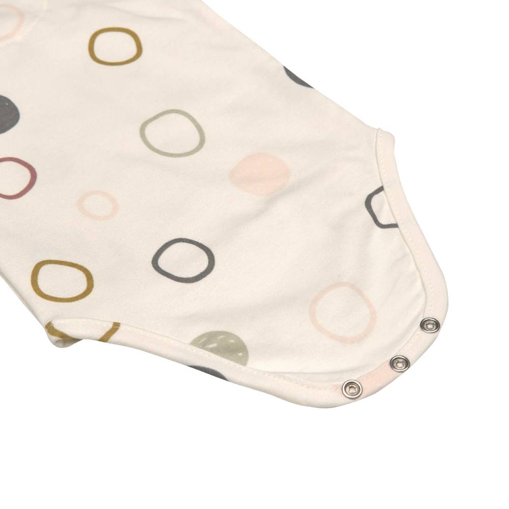 Lässig Baby Wickelbody kurzarm - Bio Baumwolle, Kreise, Beige Lagerräumung