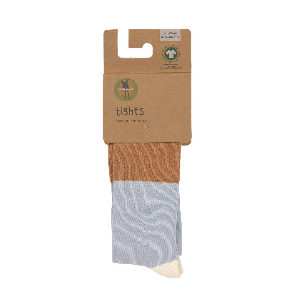 Lässig Strumpfhose GOTS - Tights, Block Streifen Hellblau Karamell Neueste Mode