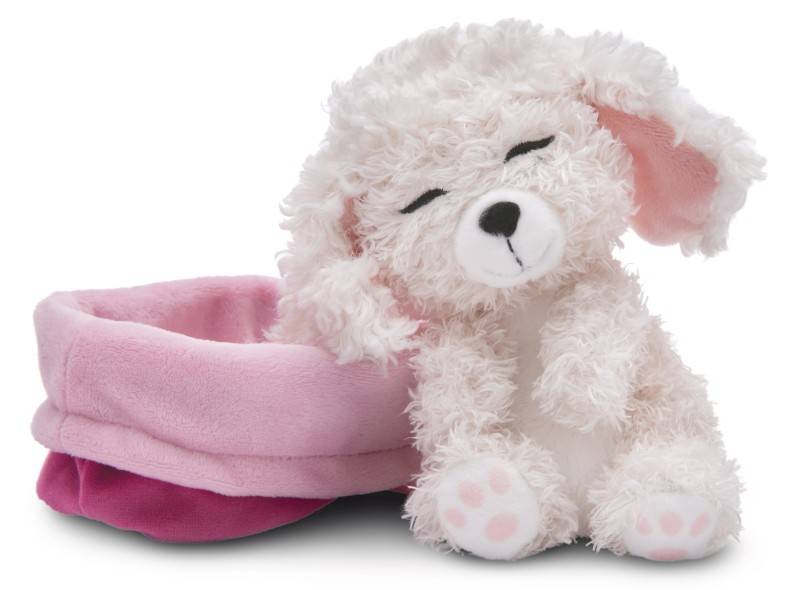 NICI Kuscheltier Sleeping Pets weißer Pudel 12cm im Körbchen NICI GREEN Flash Sale