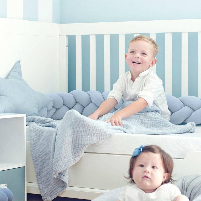Nordic Coast Company Bettschlange geflochten Hellblau Jersey Sonderangebote