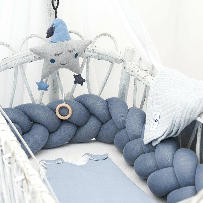 Nordic Coast Company Bettschlange geflochten Blau Strick 180cm Letzte 3 Tage