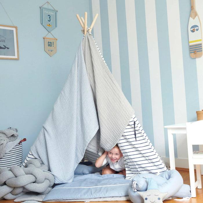 Nordic Coast Company Musselin Decke Blau Large Speichern exportieren