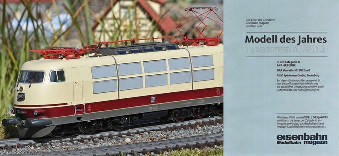 Piko G E-Lok BR 103 DB IV Artikelnummer: 37440 Speichern exportieren