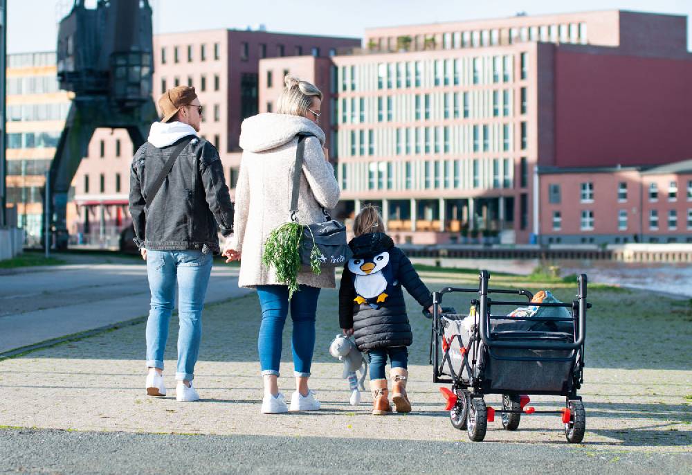 Pinolino Klappbollerwagen 'AddPlus' mit Bremse, grau meliert Lagerräumung
