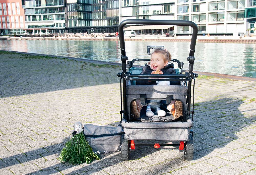 Pinolino Klappbollerwagen 'AddPlus' mit Bremse, grau meliert Lagerräumung